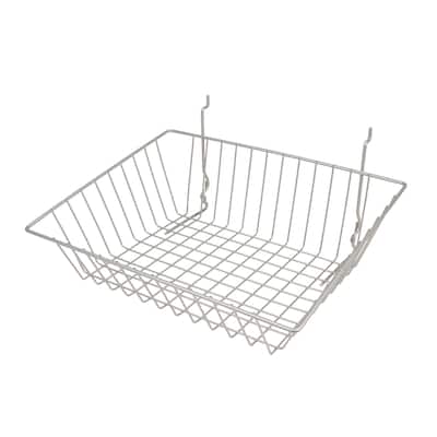 Econoco - BSK16/EC - 15"W x 12"D x 5"H Epoxy Chrome Multi-Fit Sloping Basket for Slatwall, Grid or Pegboard Sold in Pack of 6