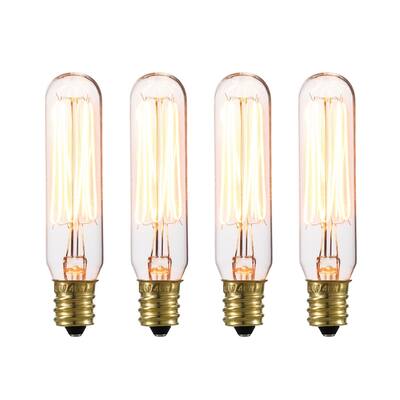 40W Edison T6 Dimmable Incandescent Bulb, 4-Pack, E12 Base, 210 Lumens
