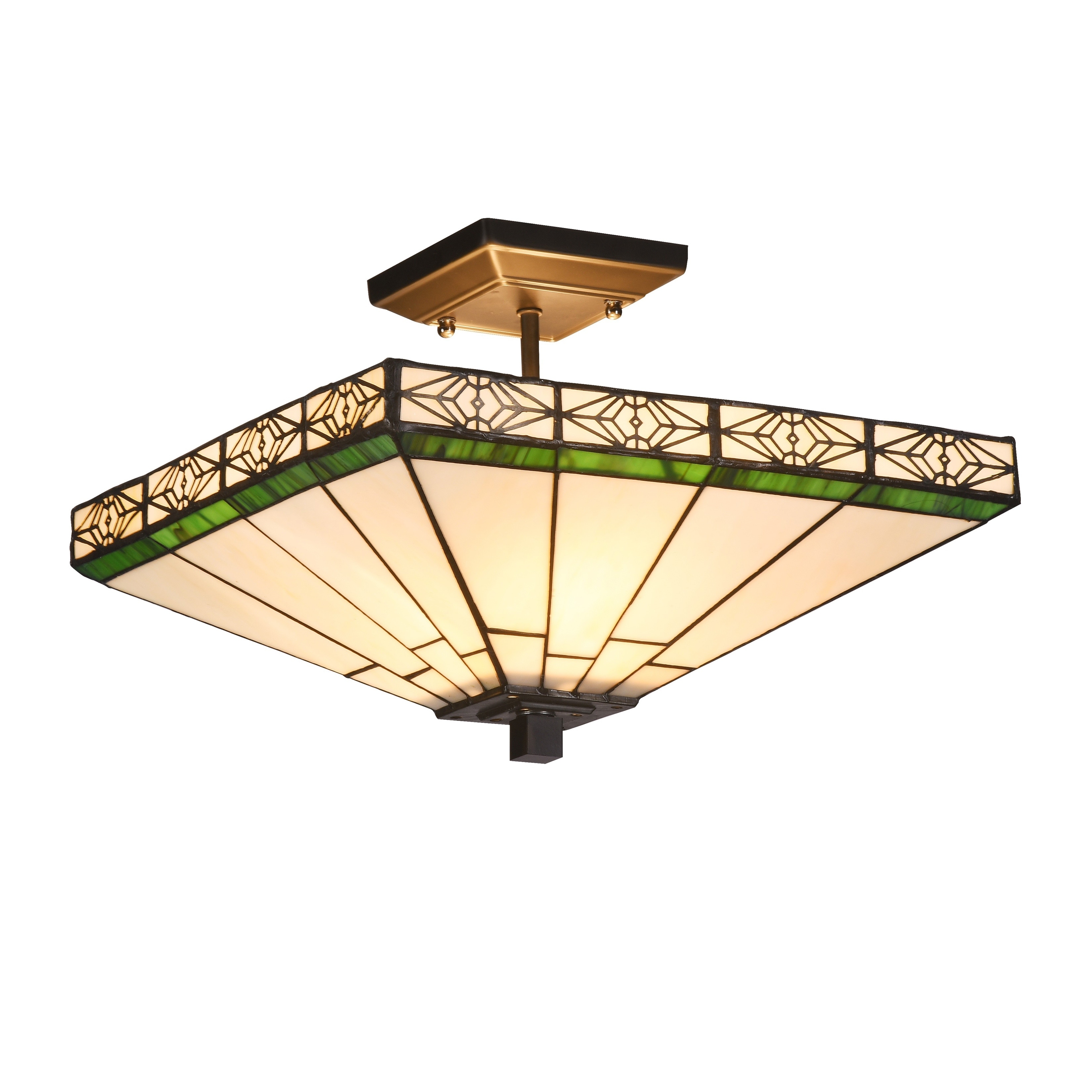 Tiffany Style 2-light Blackish Bronze Semi-Flush Mount