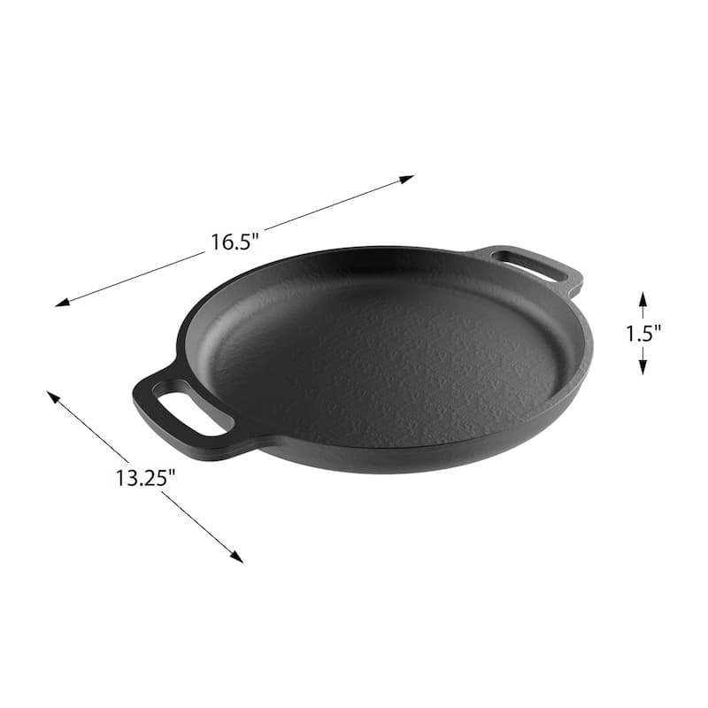 Cast Iron Pizza Pan-13.25 Inches Pre-Seasoned Skillet for Cooking, Baking, Grilling-Durable, Long Lasting by Classic Cuisine