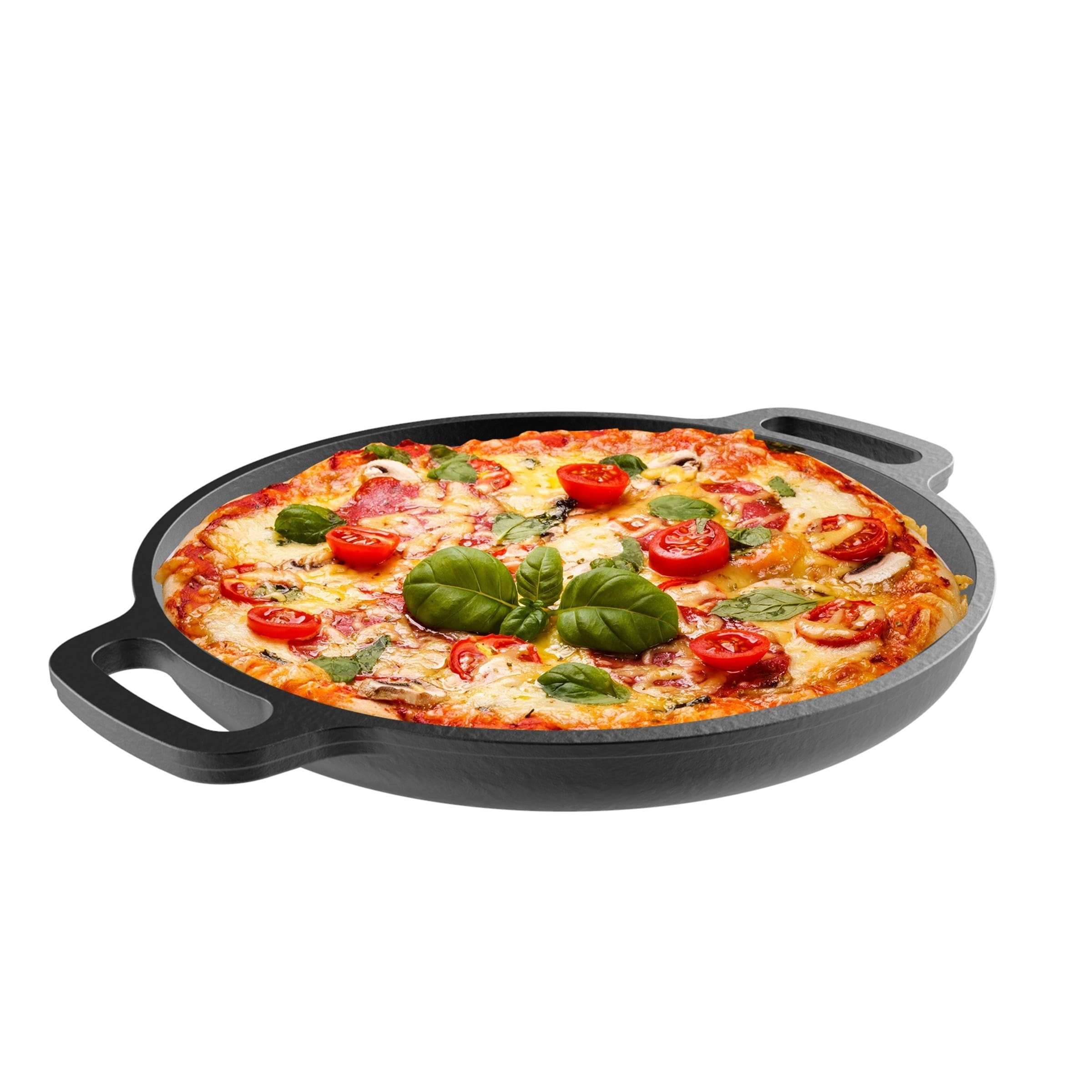 Home-Complete 14 inch Cast Iron Pizza Pan, Skillet Kitchen Cookware