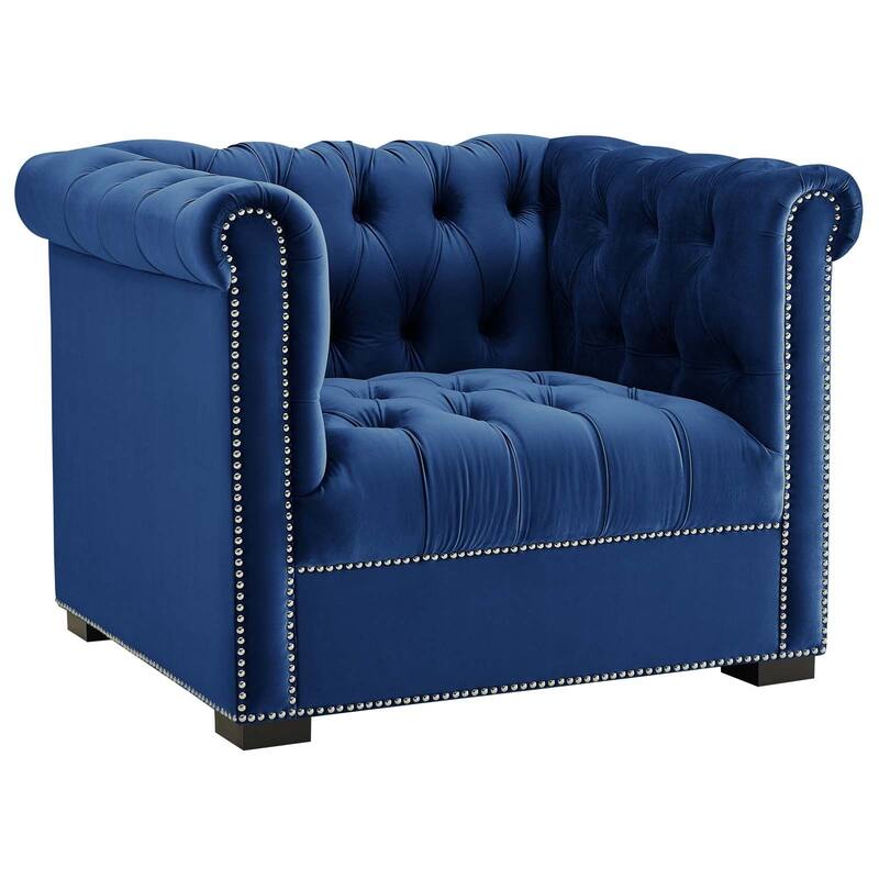 Performance Velvet Armchair - Midnight Blue