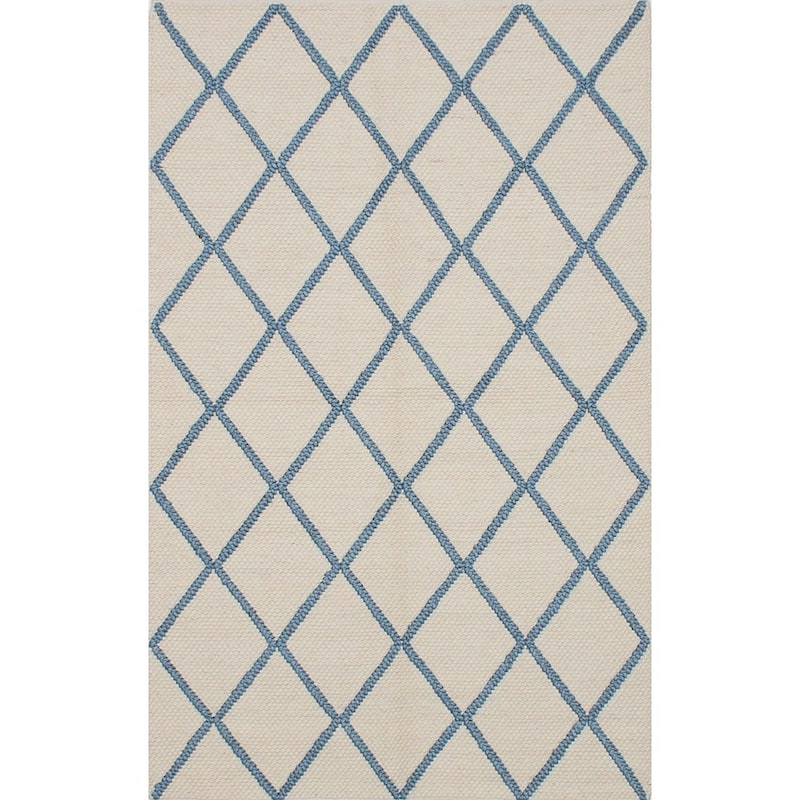 Braided weave Diamond Cream Wool Rug - 5'0" x 8'0"/5' x 8' - Cream