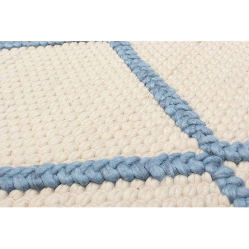 Braided weave Diamond Cream Wool Rug