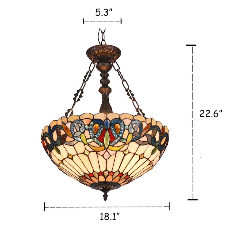 3-light Tiffany Dark Bronze Inverted Pendant