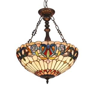 3-light Tiffany Dark Bronze Inverted Pendant