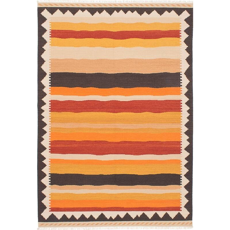 Flat-weave Ankara Cream Wool Kilim