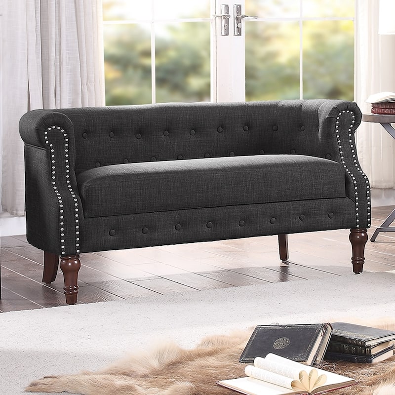 Alejandro Chesterfield 55'' Linen Rolled Arm Loveseat
