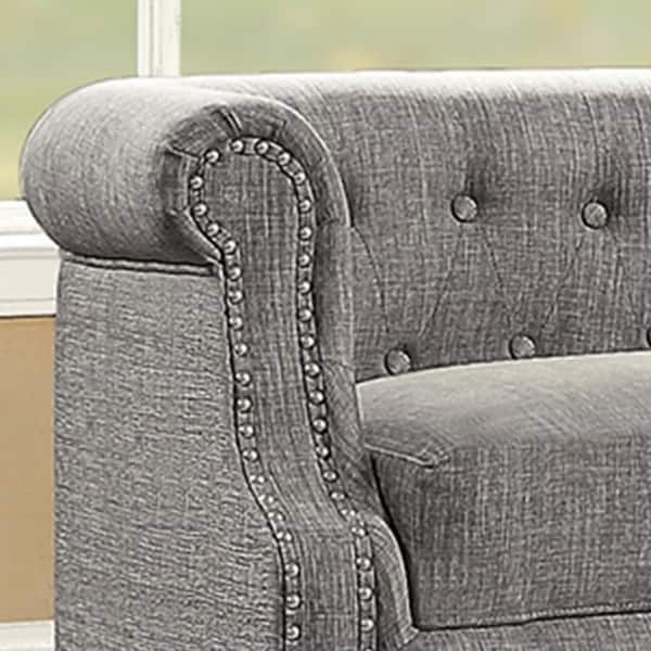 Alejandro Chesterfield 55'' Linen Rolled Arm Loveseat