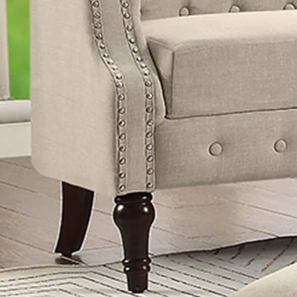 Alejandro Chesterfield 55'' Linen Rolled Arm Loveseat
