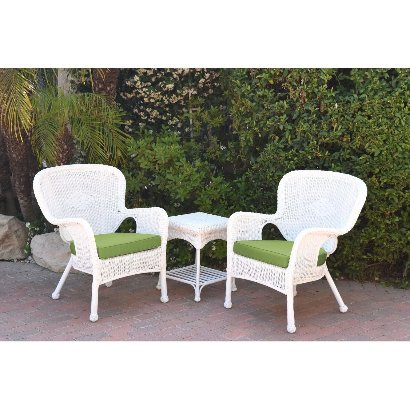 Windsor White Wicker Chair And End Table Set With Cushion Windsor White Wicker Chair And End