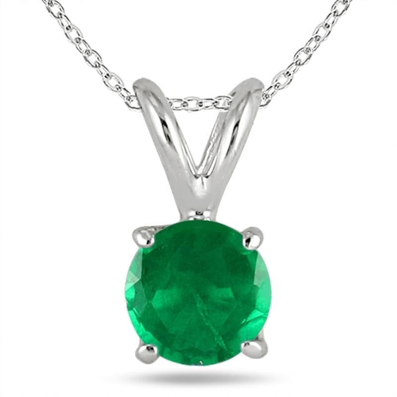 5MM All Natural Round Emerald Stud Pendant in .925 Sterling Silver