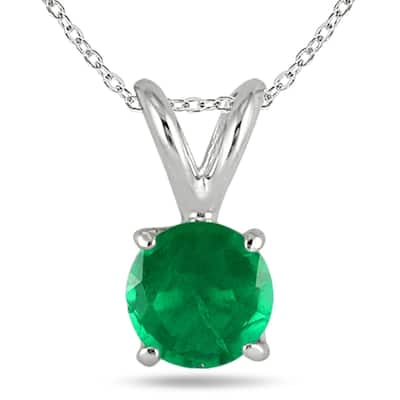 5MM All Natural Round Emerald Stud Pendant in .925 Sterling Silver