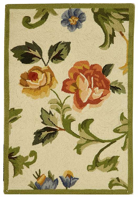 Hand hooked Garden Of Eden Ivory Wool Runner (26 X 4) (IvoryPattern FloralMeasures 0.375 inch thickTip We recommend the use of a non skid pad to keep the rug in place on smooth surfaces.All rug sizes are approximate. Due to the difference of monitor col