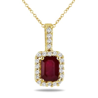 1/10 Carat Diamond and Ruby Pendant in 10K Yellow Gold