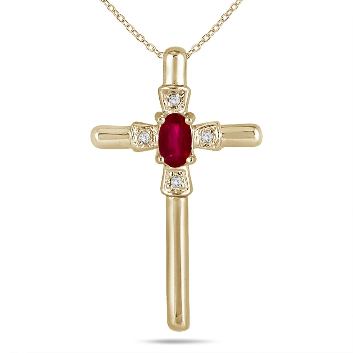 Gold cross sale with ruby stone