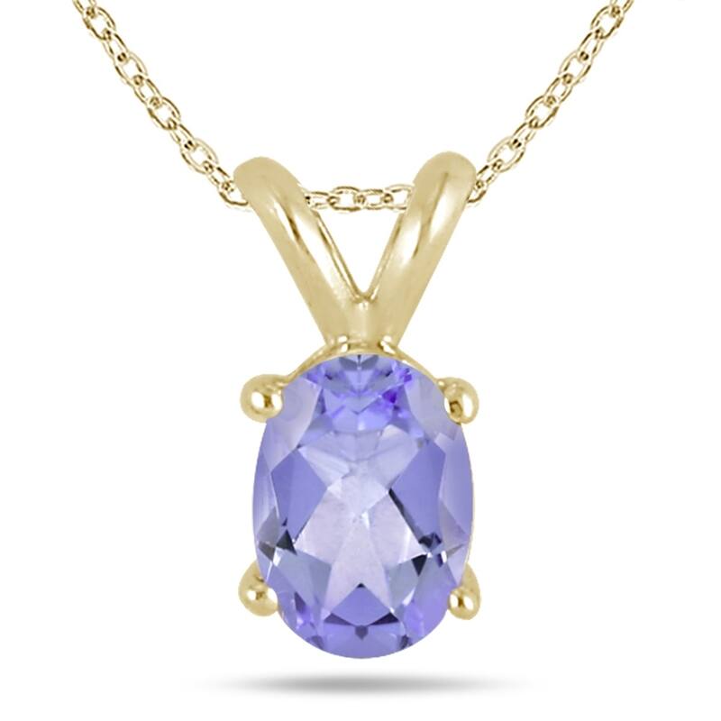 6x4mm Oval Tanzanite Pendant in 14k Yellow Gold