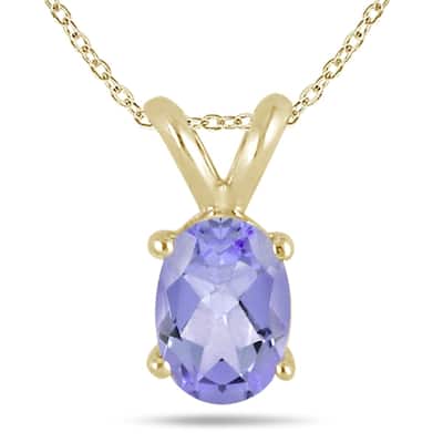 6x4mm Oval Tanzanite Pendant in 14k Yellow Gold