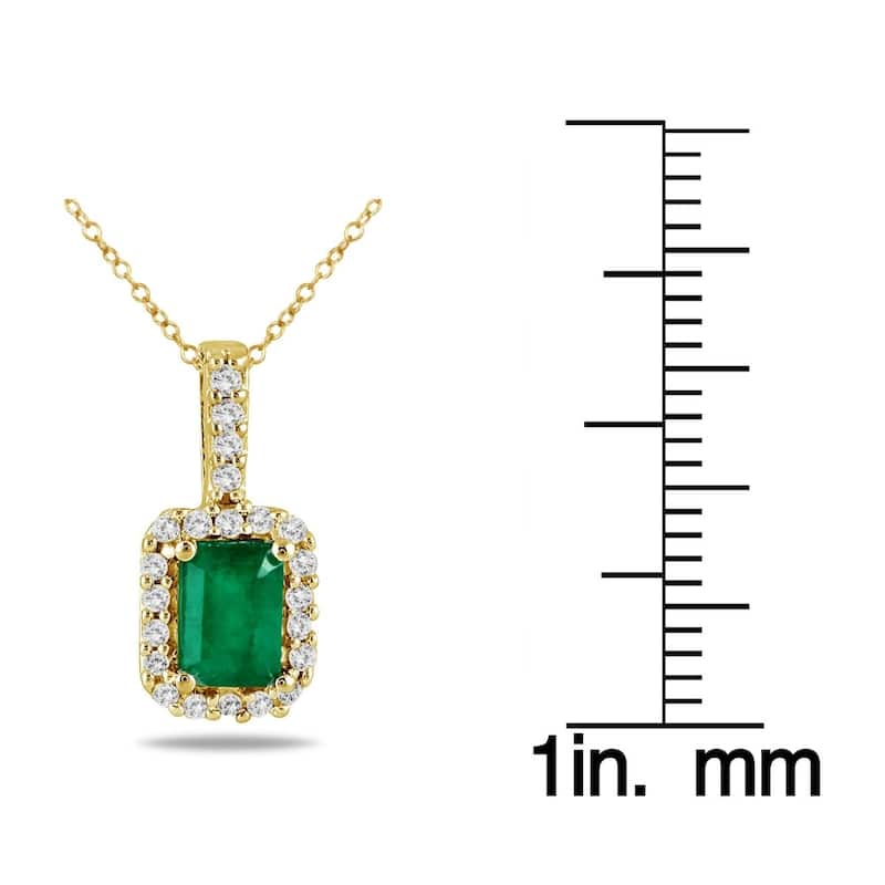 1/10 Carat Diamond and Emerald Pendant in 10K Yellow Gold