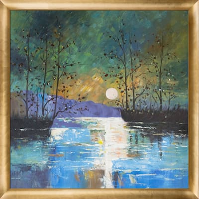 La Pastiche Justyna Kopania 'River with Glowing Moon' Hand Painted Oil Reproduction