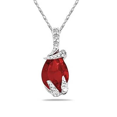 Pear Shaped Ruby and Diamond Pendant in White Gold