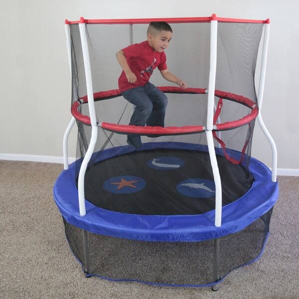 Skywalker Trampolines 60 Round Seaside Adventure Trampoline Mini Bouncer With Enclosure Overstock 22898622