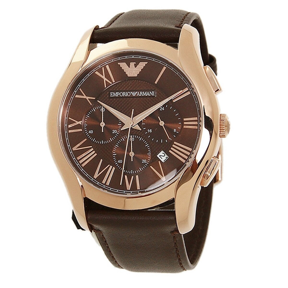 emporio armani watch brown leather strap