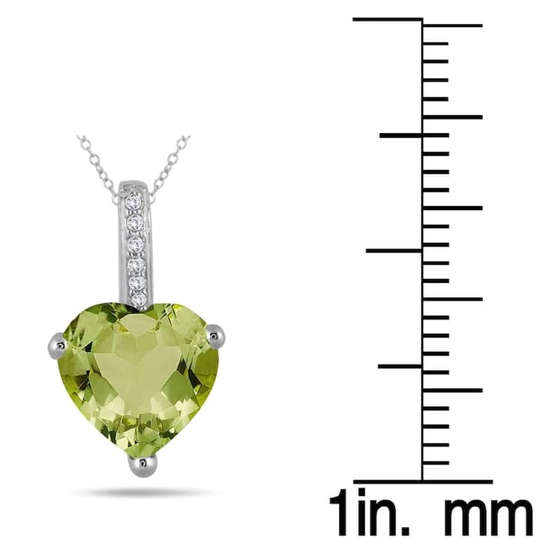 2.70 Carat Peridot Heart and Diamond Pendant in 10K White Gold