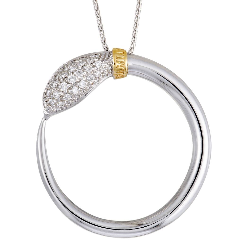 Damiani Infinito White and Rose Gold Diamond Pave Snake Pendant Necklace