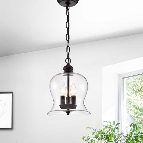 slide 2 of 2, Cadogan Oil Rubbed Bronze 3-Light Pendant with Clear Shade