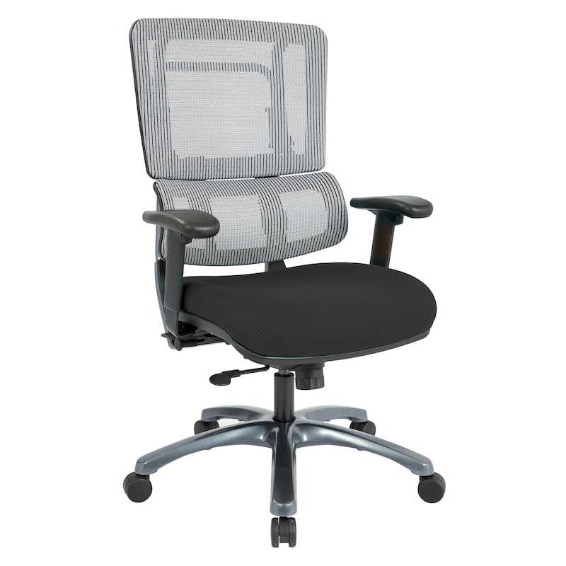 ProLine Vertical Grey Mesh Office Chair with Titanium Base - Black