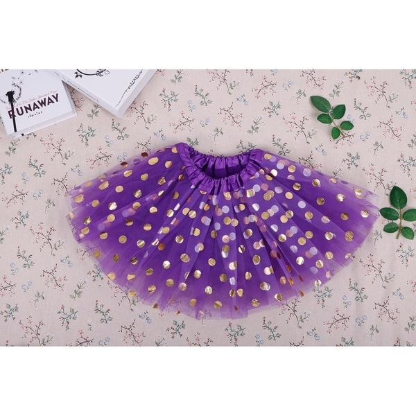 Simplicity Toddler and Girls 4 Layered Pull-On Tulle Tutu Skirt with Polka-Dot Foil Designs