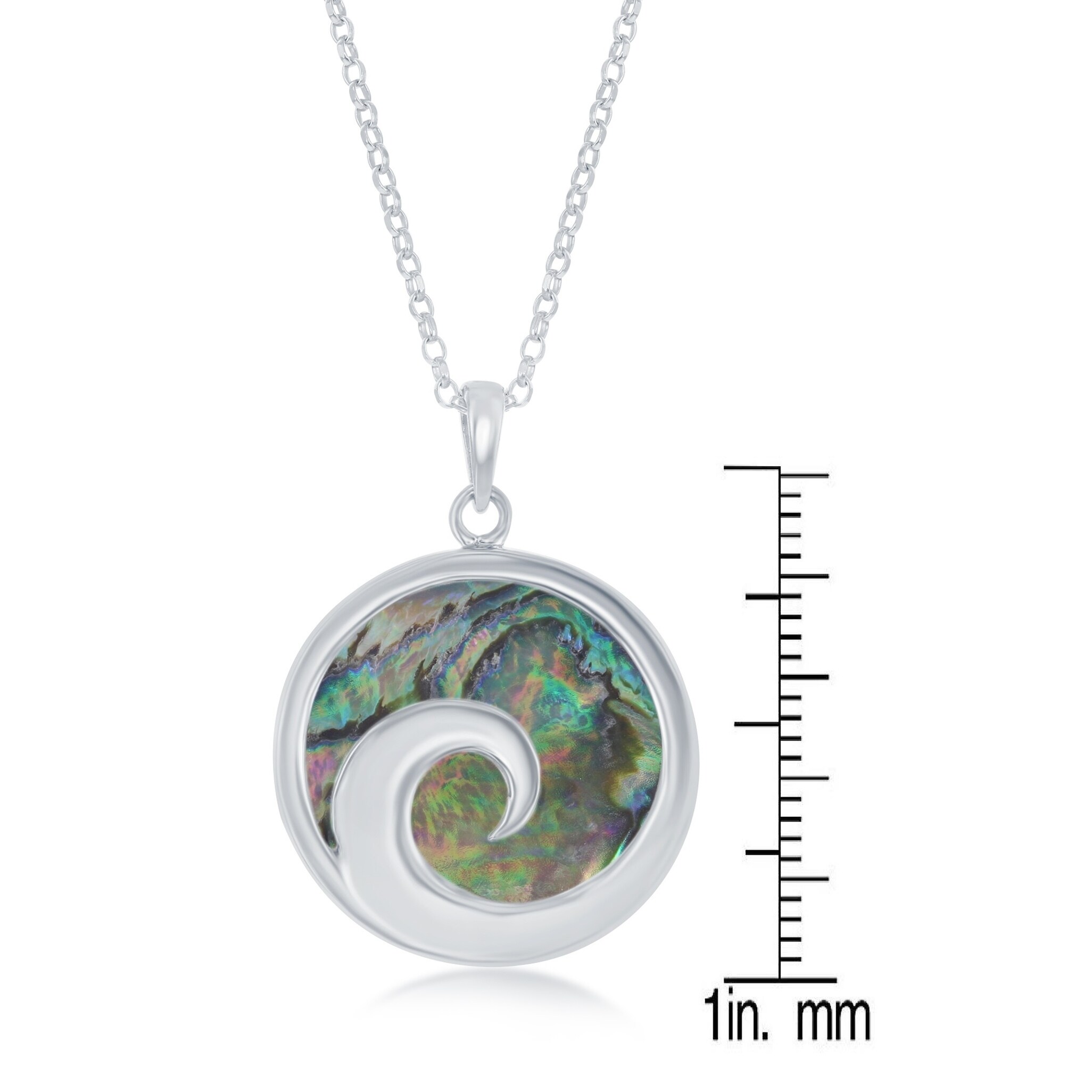 Natural Abalone Mother Of Pearl 925 Sterling Silver Pendant