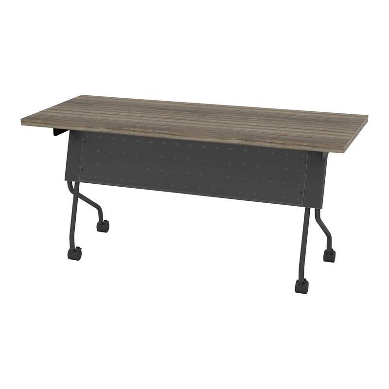 Flip-Top Training Table 60 x 24 with Titanium Frame - Walnut Finish - urban walnut