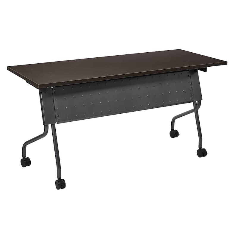 Flip-Top Training Table 60 x 24 with Titanium Frame - Espresso Finish - Espresso
