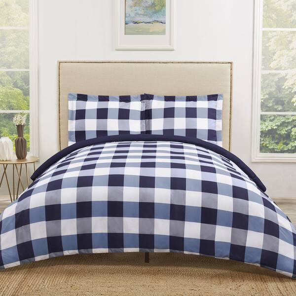Truly Soft Everyday Buffalo Plaid Printed King Size Duvet Cover Set in