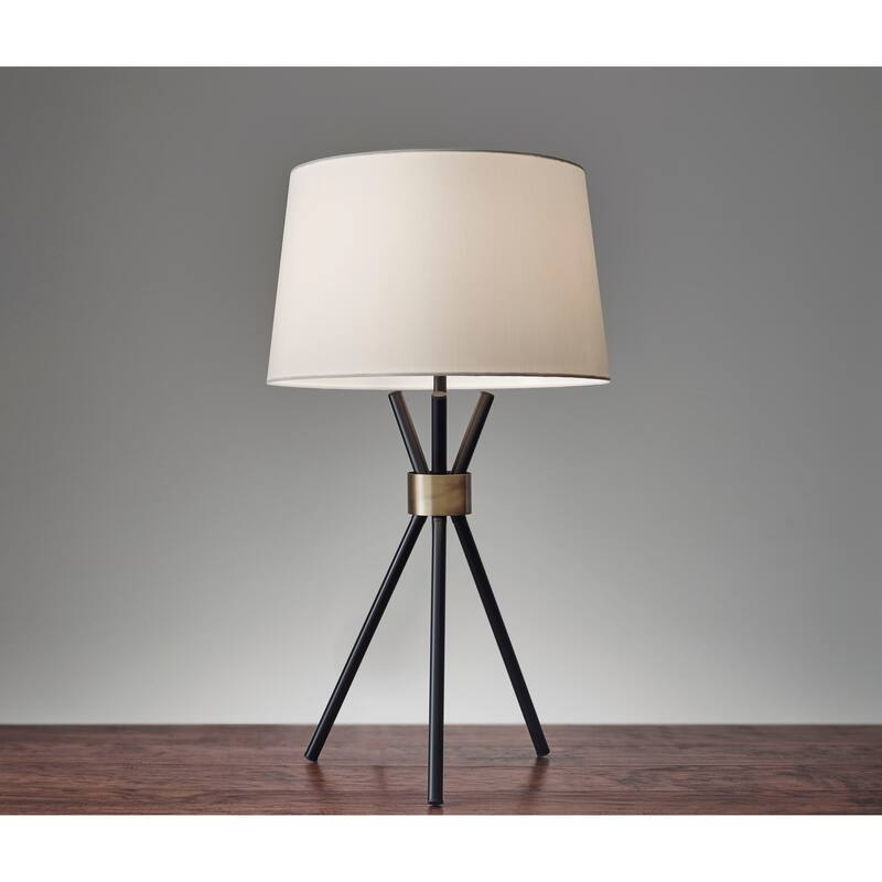 Adesso Benson Black with Antique Bronze Accent Table Lamp