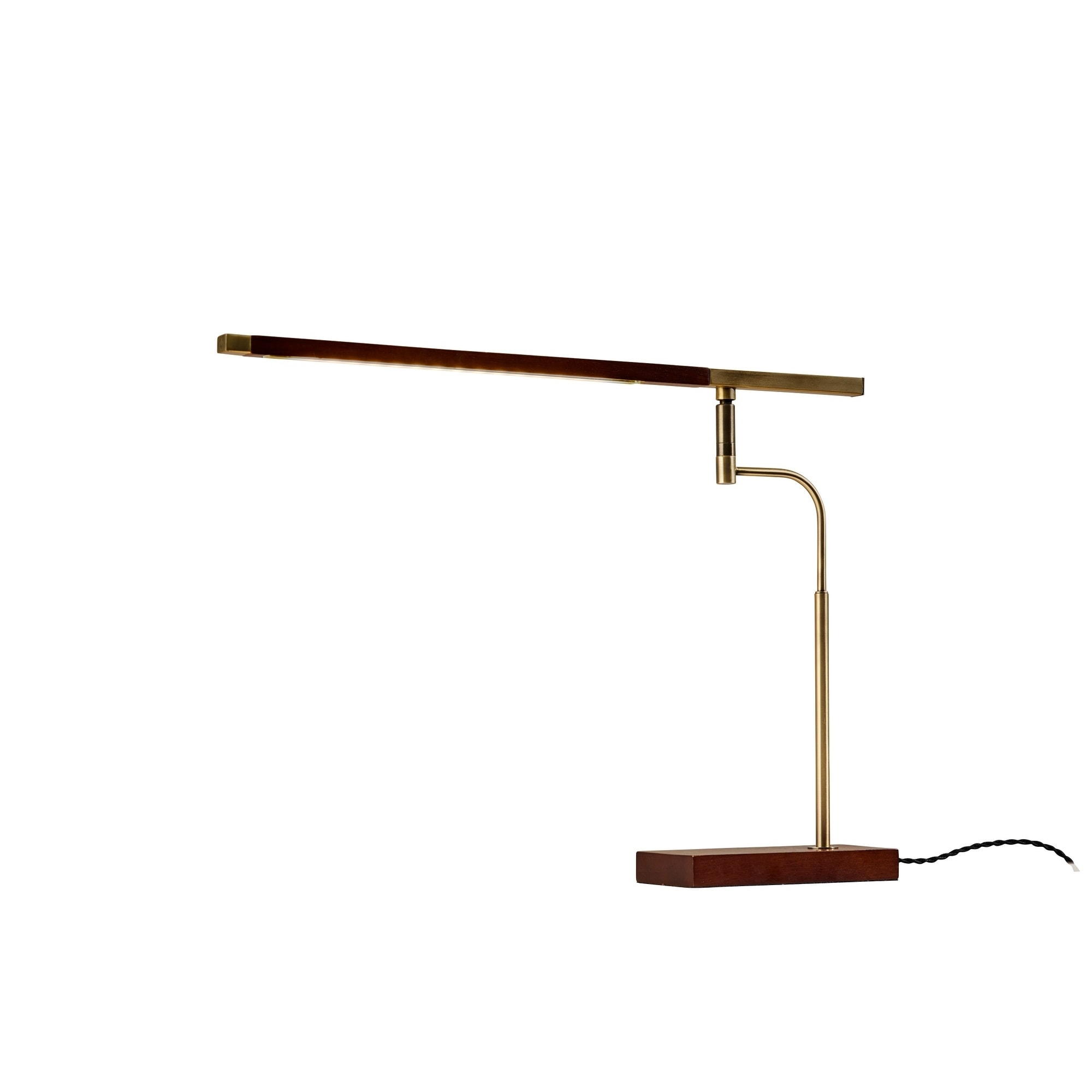 Adesso Barrett LED Desk Lamp - Antique Brass/Walnut