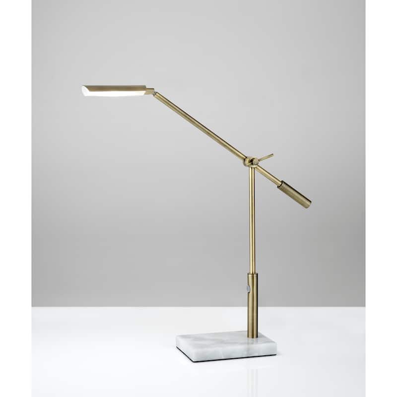 Adesso Vera Antique Brass LED Desk Lamp