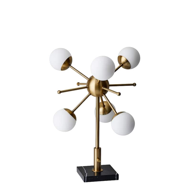 Adesso Antique Brass and Black Marble Doppler LED Table Lamp