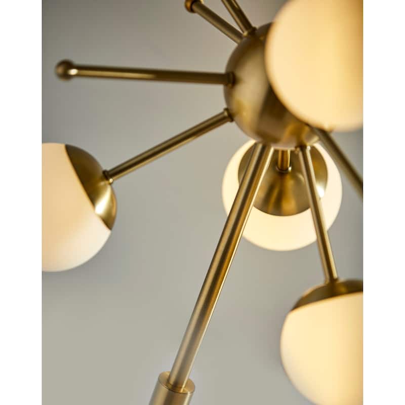 Adesso Antique Brass and Black Marble Doppler LED Table Lamp