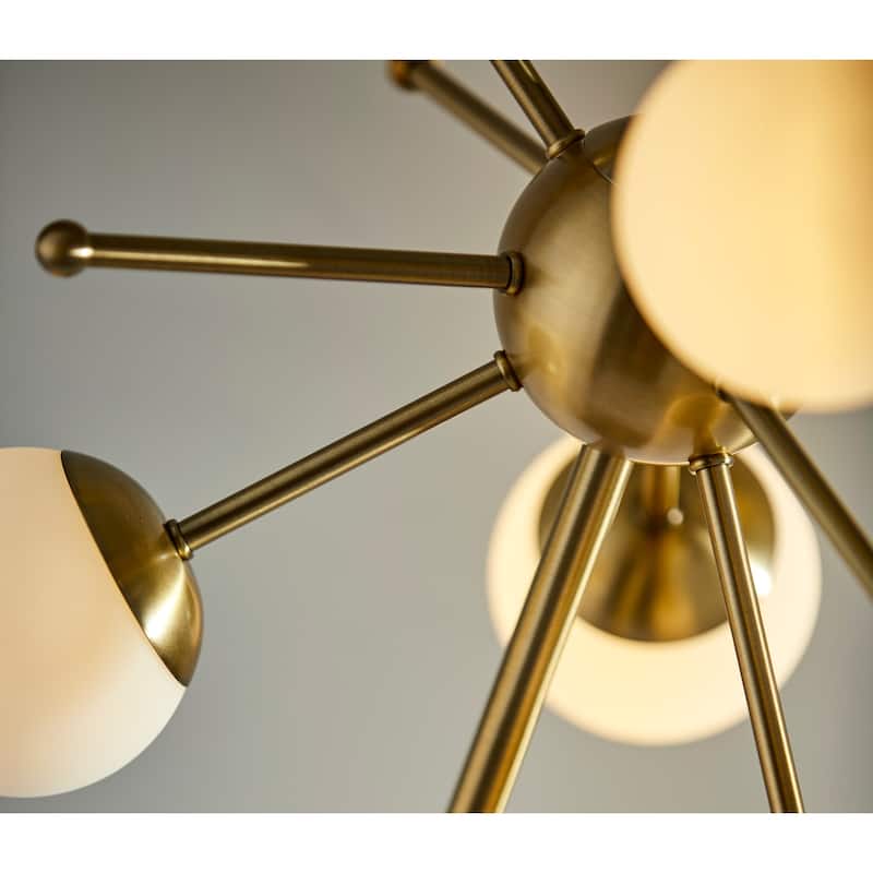 Adesso Antique Brass and Black Marble Doppler LED Table Lamp