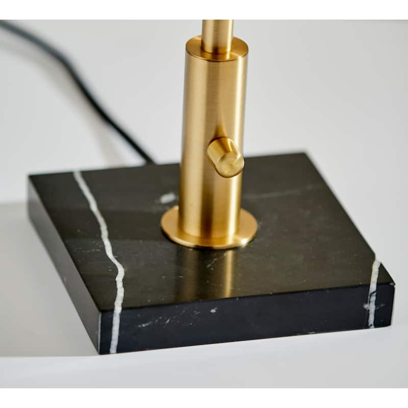 Adesso Antique Brass and Black Marble Doppler LED Table Lamp