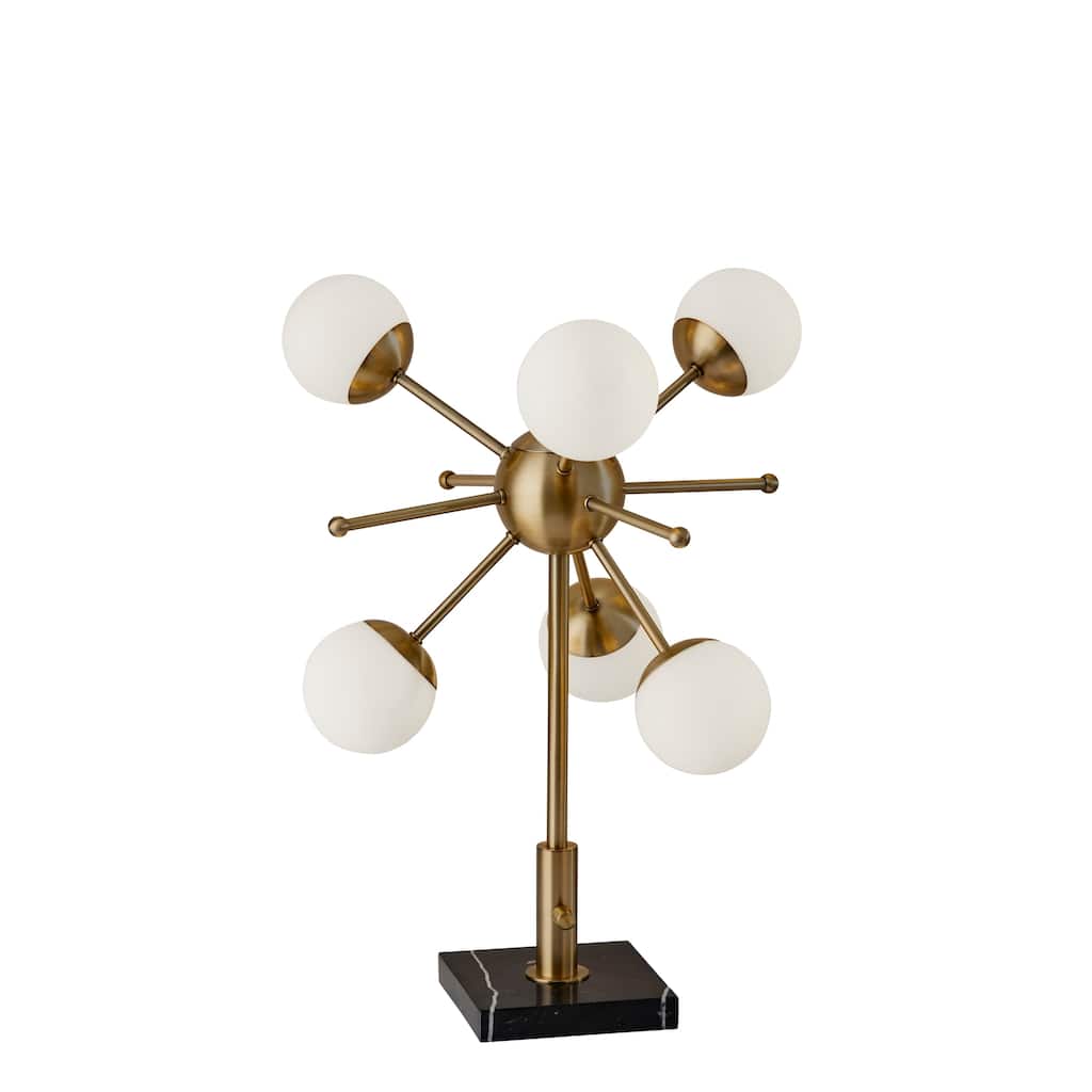 Adesso Antique Brass and Black Marble Doppler LED Table Lamp