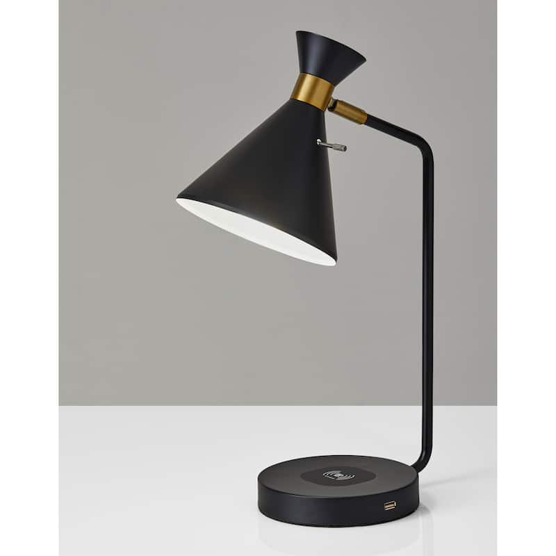 Maxine Matte Black AdessoCharge Desk Lamp