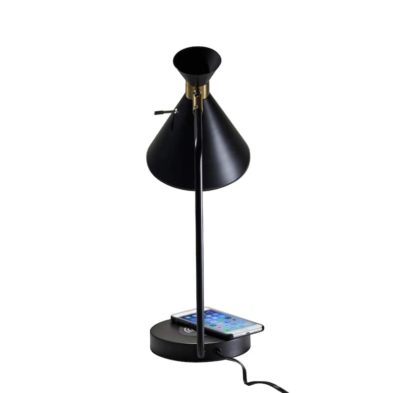 Maxine Matte Black AdessoCharge Desk Lamp