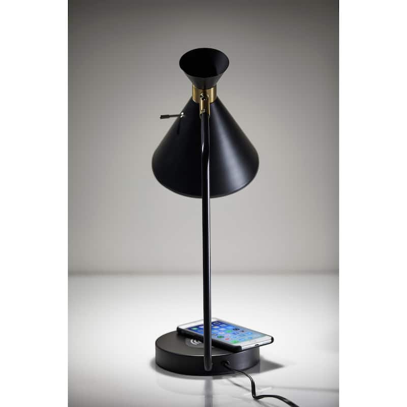 Maxine Matte Black AdessoCharge Desk Lamp