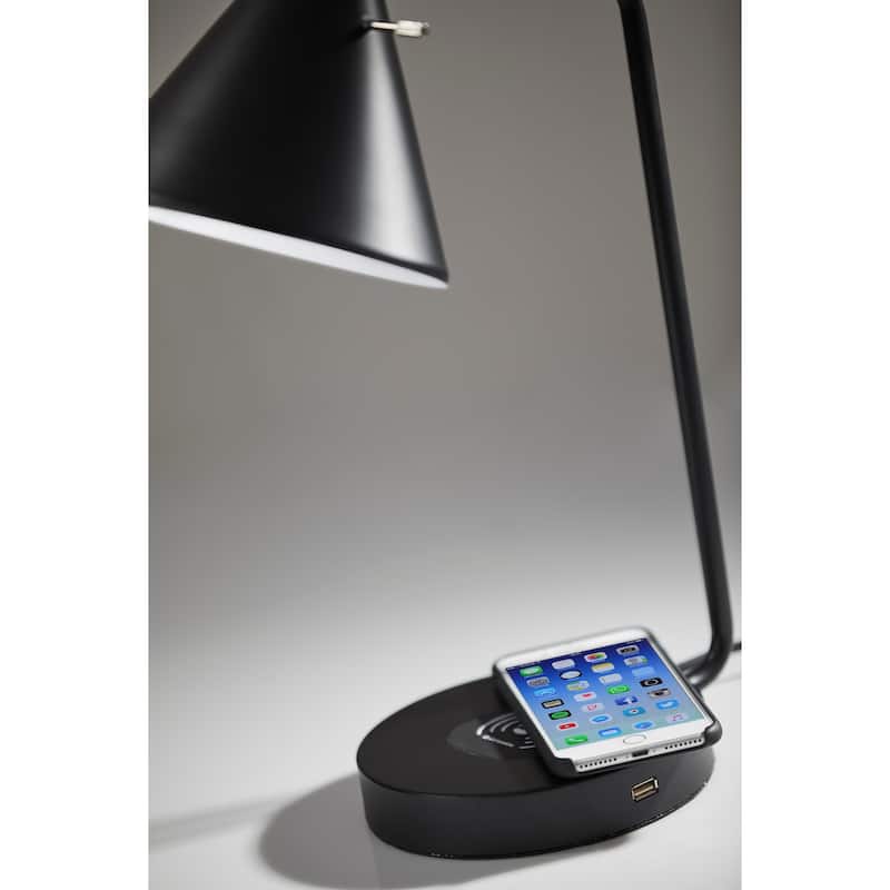 Maxine Matte Black AdessoCharge Desk Lamp