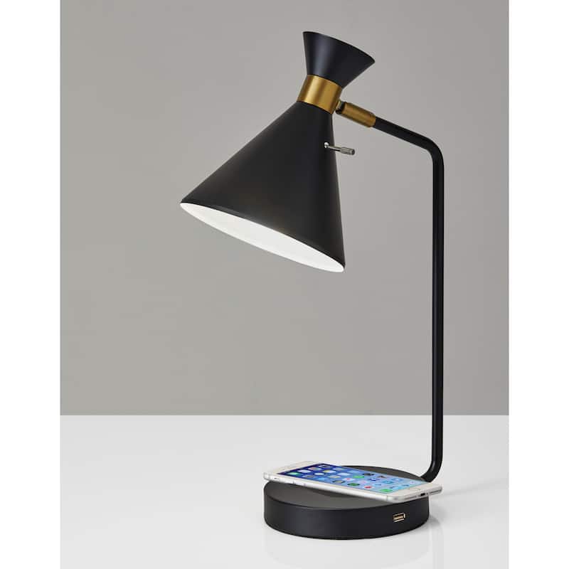 Maxine Matte Black AdessoCharge Desk Lamp