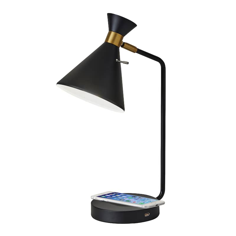 Maxine Matte Black AdessoCharge Desk Lamp
